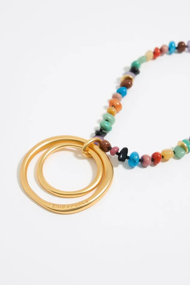 Matte Gold Rings Multicolor Stones Necklace Gold Women Bimba Y Lola Jewelry Matte Gold Rings Multicolor Stones Necklace Gold Women Bimba Y Lola Jewelry