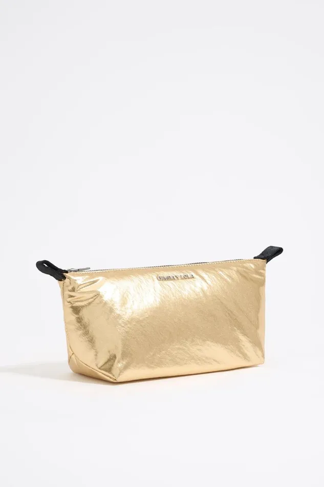 Medium Gold Metallic Fabric Trapezium Makeup Case Gold Women Bimba Y Lola Vanity Pouches Medium Gold Metallic Fabric Trapezium Makeup Case Gold Women Bimba Y Lola Vanity Pouches