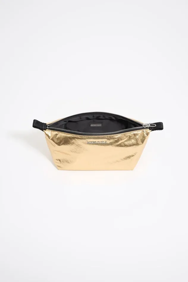 Medium Gold Metallic Fabric Trapezium Makeup Case Gold Women Bimba Y Lola Vanity Pouches Medium Gold Metallic Fabric Trapezium Makeup Case Gold Women Bimba Y Lola Vanity Pouches