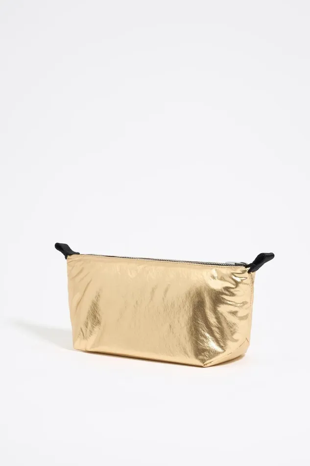 Medium Gold Metallic Fabric Trapezium Makeup Case Gold Women Bimba Y Lola Vanity Pouches Medium Gold Metallic Fabric Trapezium Makeup Case Gold Women Bimba Y Lola Vanity Pouches