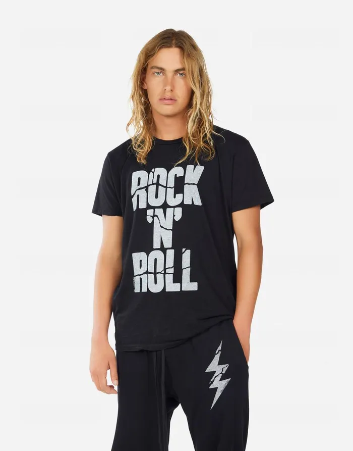 Men039s Sadler Cracked Rock 039N039 Roll Black Lauren Moshi Tees