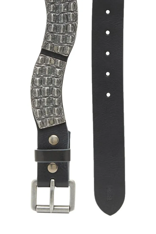 Men BMetal Alligator Black Diesel Belts Men BMetal Alligator Black Diesel Belts