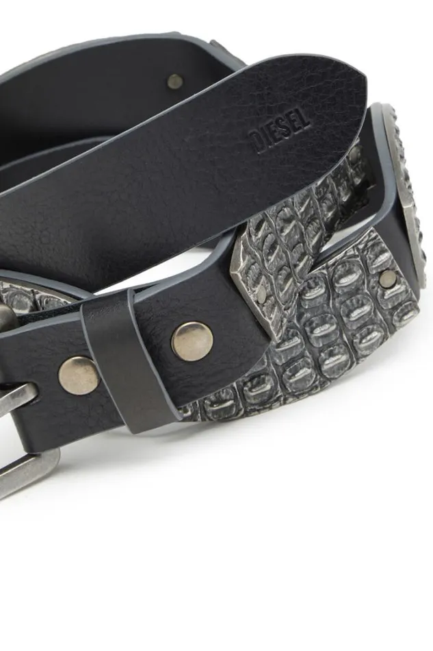 Men BMetal Alligator Black Diesel Belts Men BMetal Alligator Black Diesel Belts
