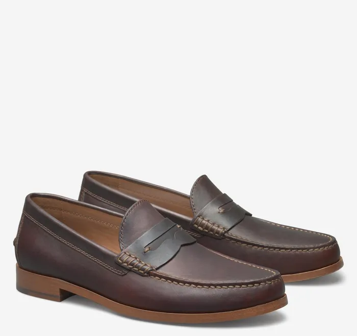 Men Baldwin Penny Loafer Dark Brown English Full Grain JohnstonandMurphy SlipOns and Loafers