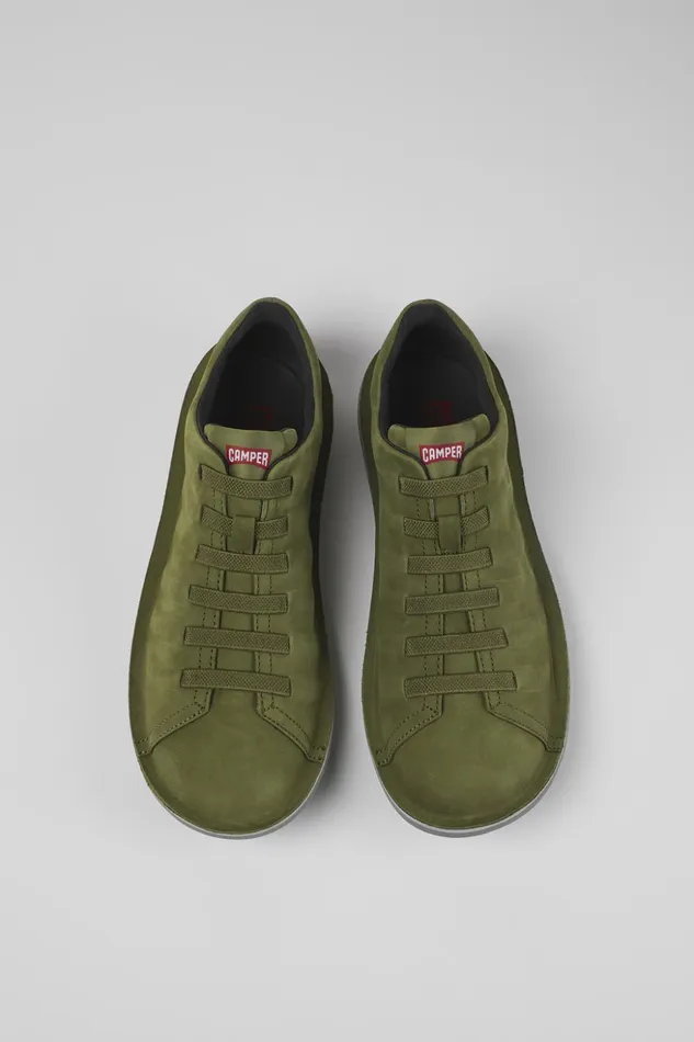 Men Beetle Green Nubuck Low Sneaker Camper Casual Shoes Men Beetle Green Nubuck Low Sneaker Camper Casual Shoes