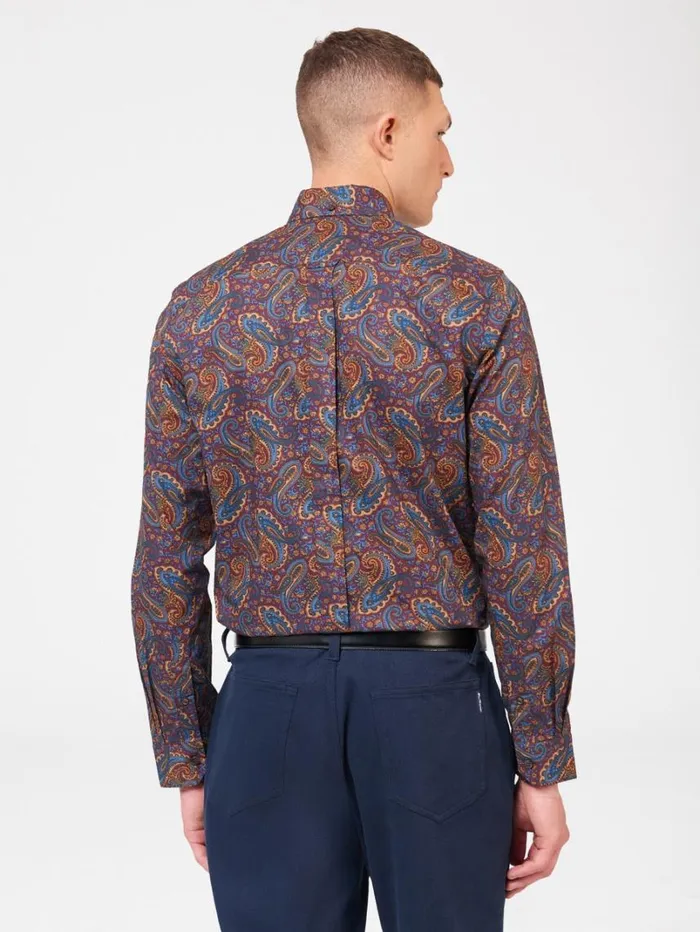 Men Ben Sherman Long Sleeve Shirts Signature Paisley Print Shirt 8211 Fog Men Ben Sherman Long Sleeve Shirts Signature Paisley Print Shirt 8211 Fog