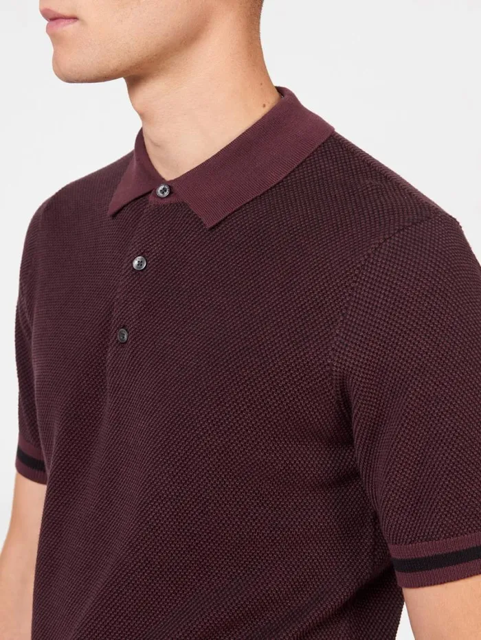 Men Ben Sherman Mod Knit Polos All Over Textured Knit Polo 8211 Aubergine Men Ben Sherman Mod Knit Polos All Over Textured Knit Polo 8211 Aubergine