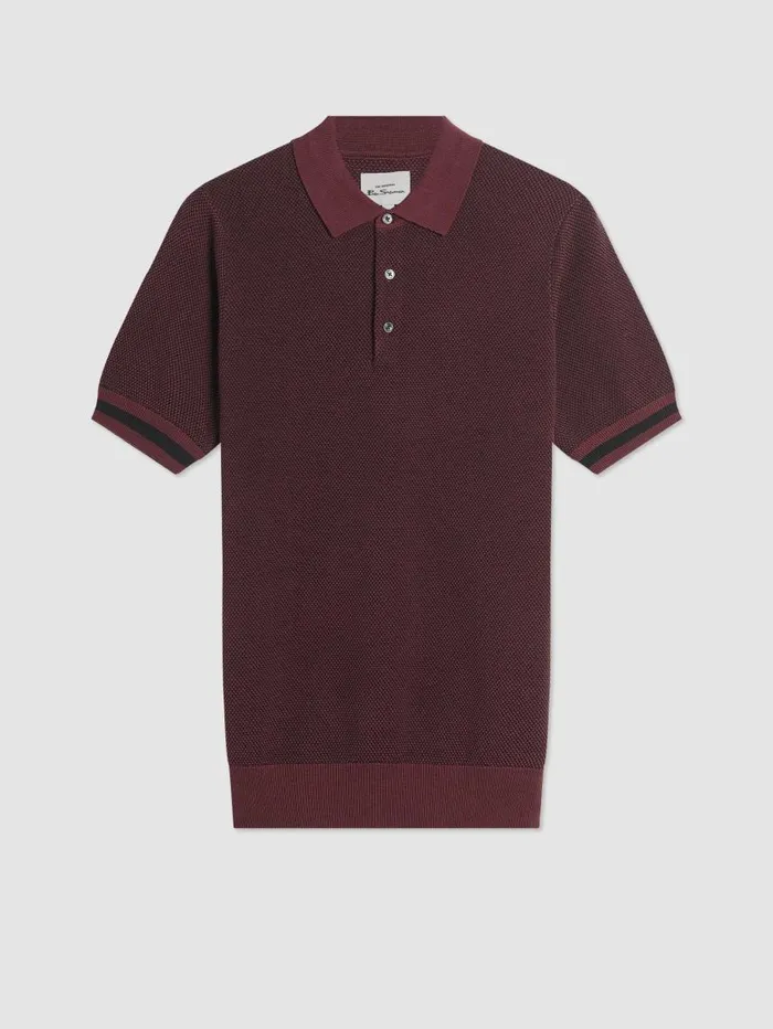 Men Ben Sherman Mod Knit Polos All Over Textured Knit Polo 8211 Aubergine Men Ben Sherman Mod Knit Polos All Over Textured Knit Polo 8211 Aubergine