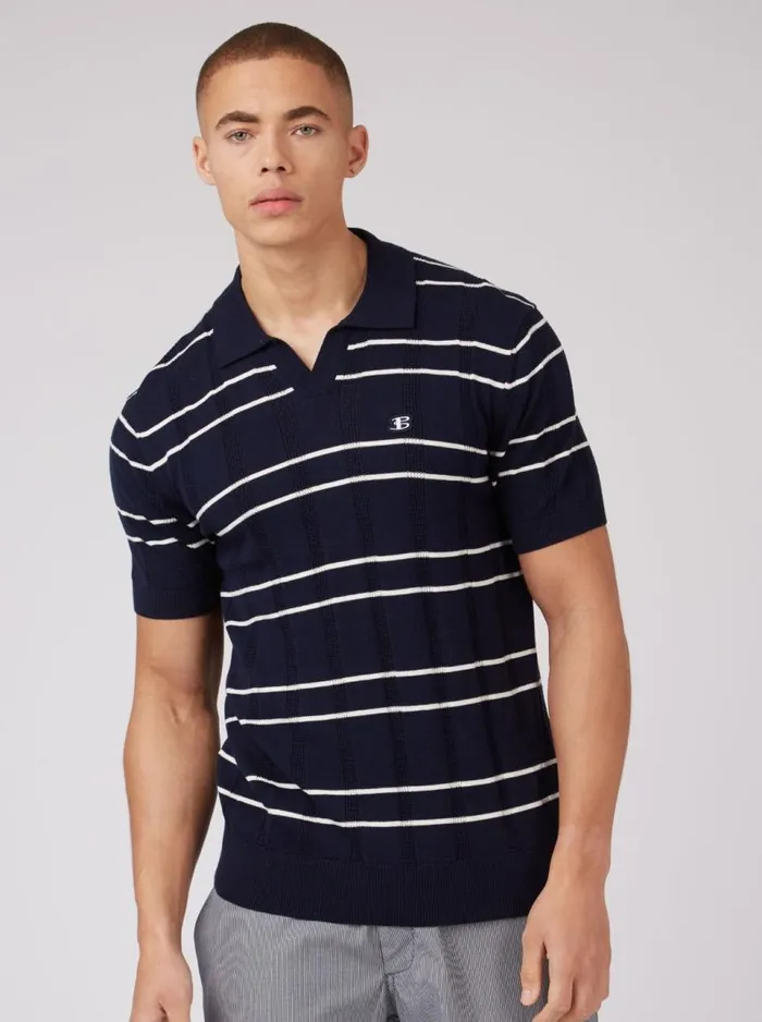 Men Ben Sherman Mod Knit Polos B By Relaxed Knit Polo 8211 Marine