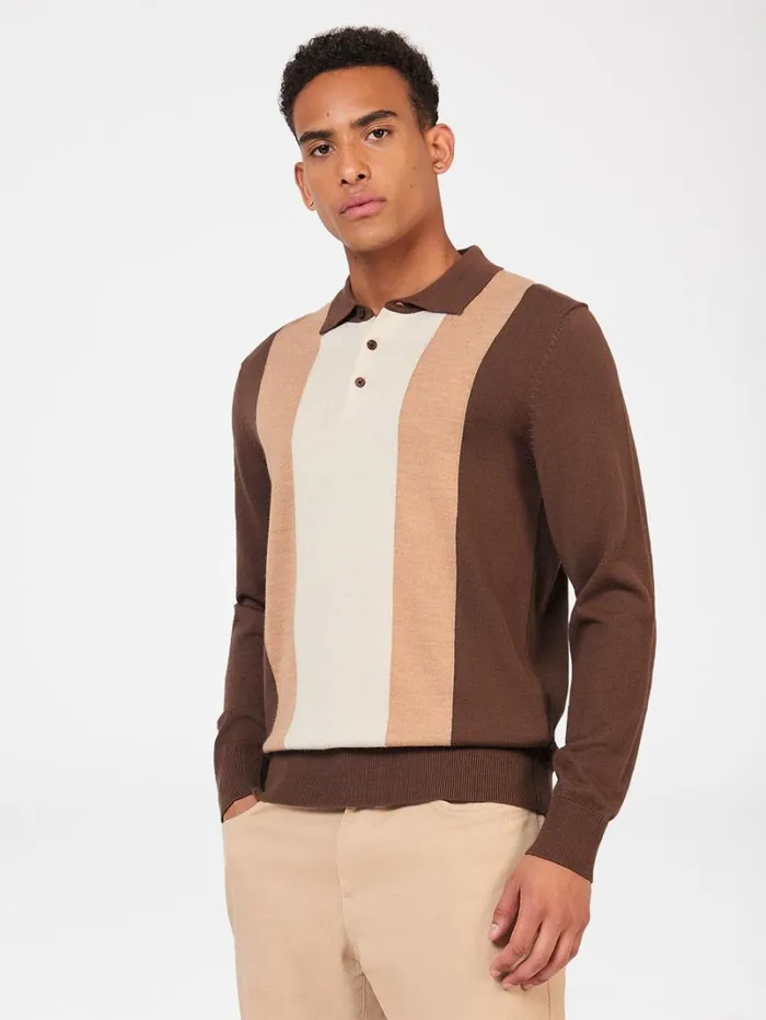 Men Ben Sherman Mod Knit Polos Block Stripe Merino Knit Polo 8211 Chocolate Men Ben Sherman Mod Knit Polos Block Stripe Merino Knit Polo 8211 Chocolate