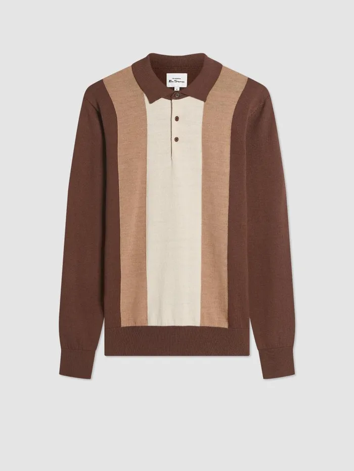 Men Ben Sherman Mod Knit Polos Block Stripe Merino Knit Polo 8211 Chocolate Men Ben Sherman Mod Knit Polos Block Stripe Merino Knit Polo 8211 Chocolate