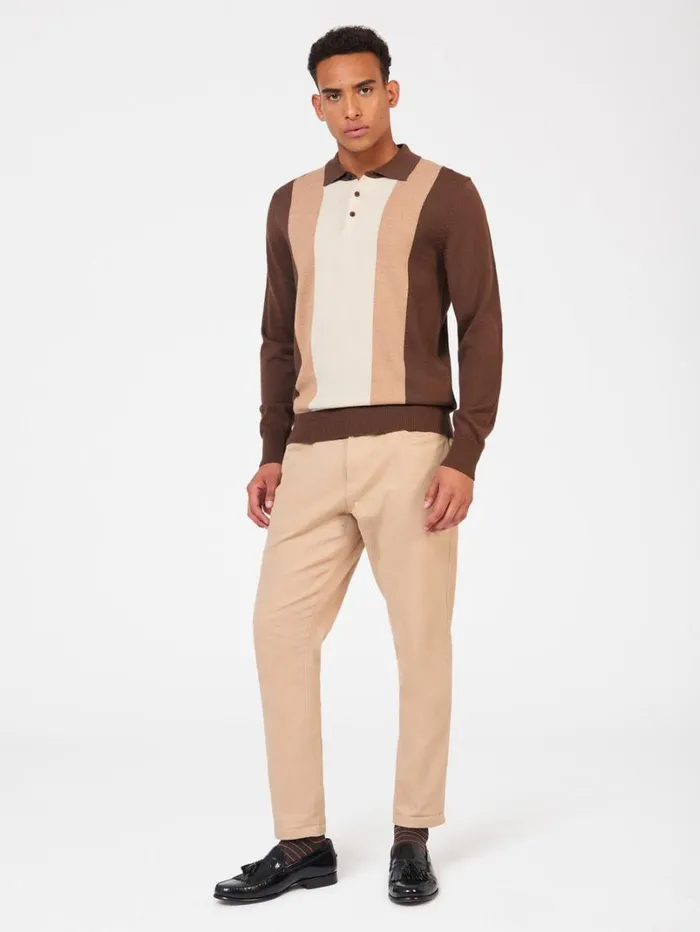 Men Ben Sherman Mod Knit Polos Block Stripe Merino Knit Polo 8211 Chocolate Men Ben Sherman Mod Knit Polos Block Stripe Merino Knit Polo 8211 Chocolate