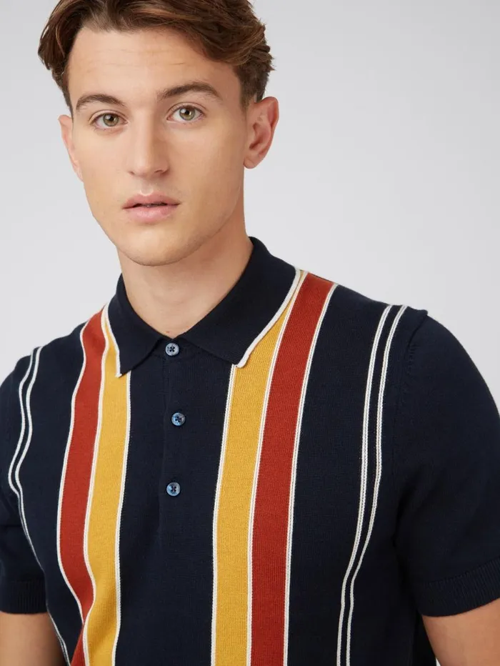 Men Ben Sherman Mod Knit Polos Signature Mod Knit Stripe Polo 8211 Navy Men Ben Sherman Mod Knit Polos Signature Mod Knit Stripe Polo 8211 Navy