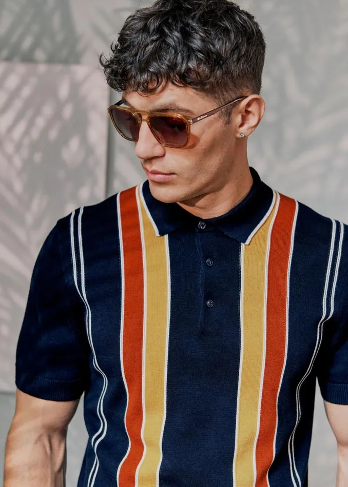 Men Ben Sherman Mod Knit Polos Signature Mod Knit Stripe Polo 8211 Navy Men Ben Sherman Mod Knit Polos Signature Mod Knit Stripe Polo 8211 Navy