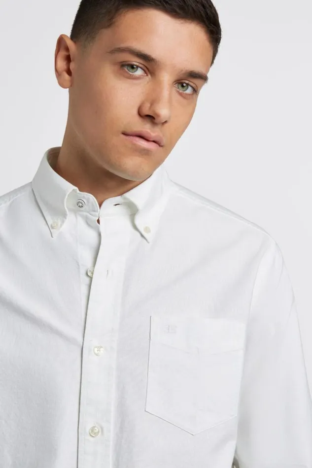 Men Ben Sherman Oxford Shirts Brighton Oxford Organic Shirt 8211 White