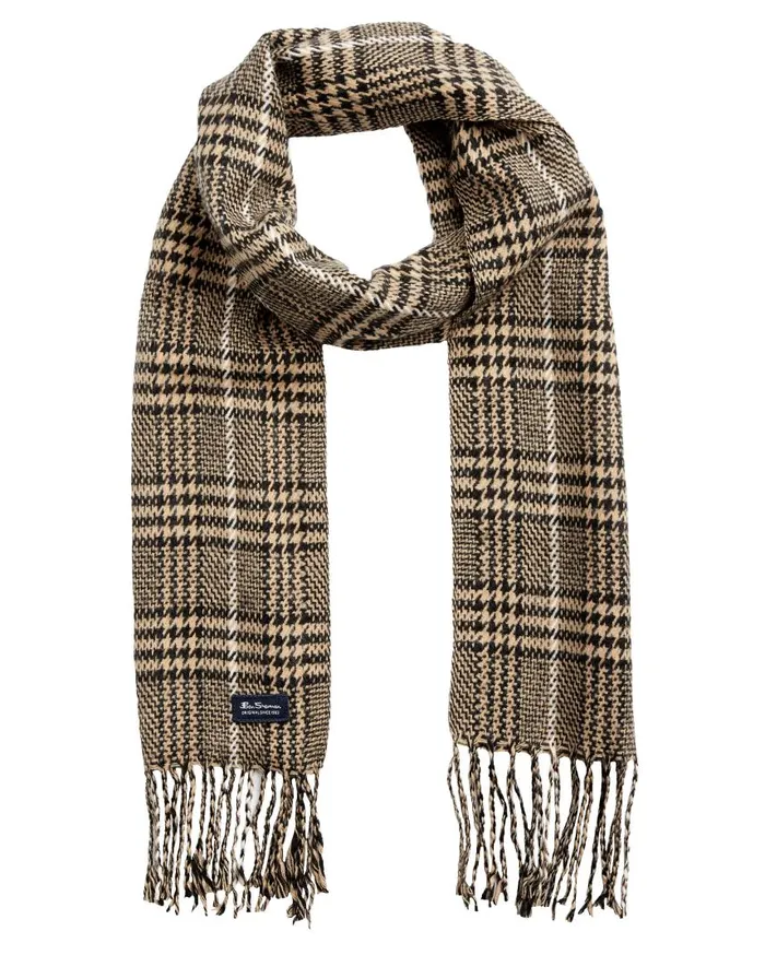 Men Ben Sherman Scarves and Cold Weather Houndstooth Plaid Scarf 8211 True BlackCornstalk Men Ben Sherman Scarves and Cold Weather Houndstooth Plaid Scarf 8211 True BlackCornstalk