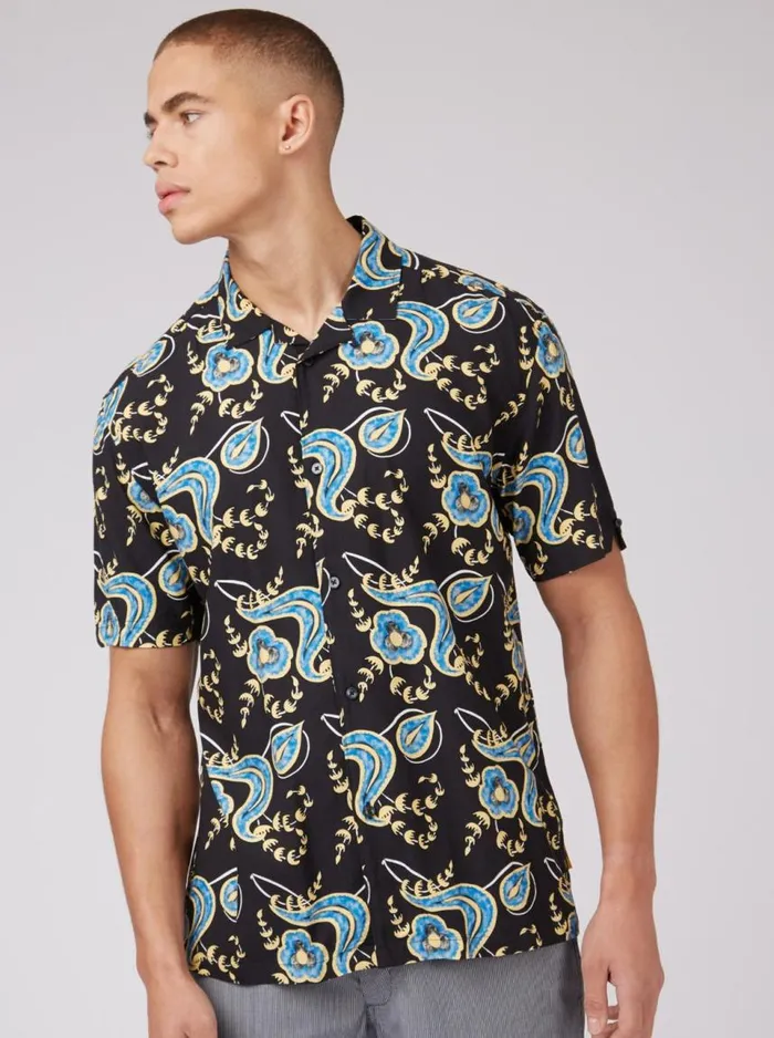 Men Ben Sherman Short Sleeve Shirts B By Floral Print Shirt Men Ben Sherman Short Sleeve Shirts B By Floral Print Shirt
