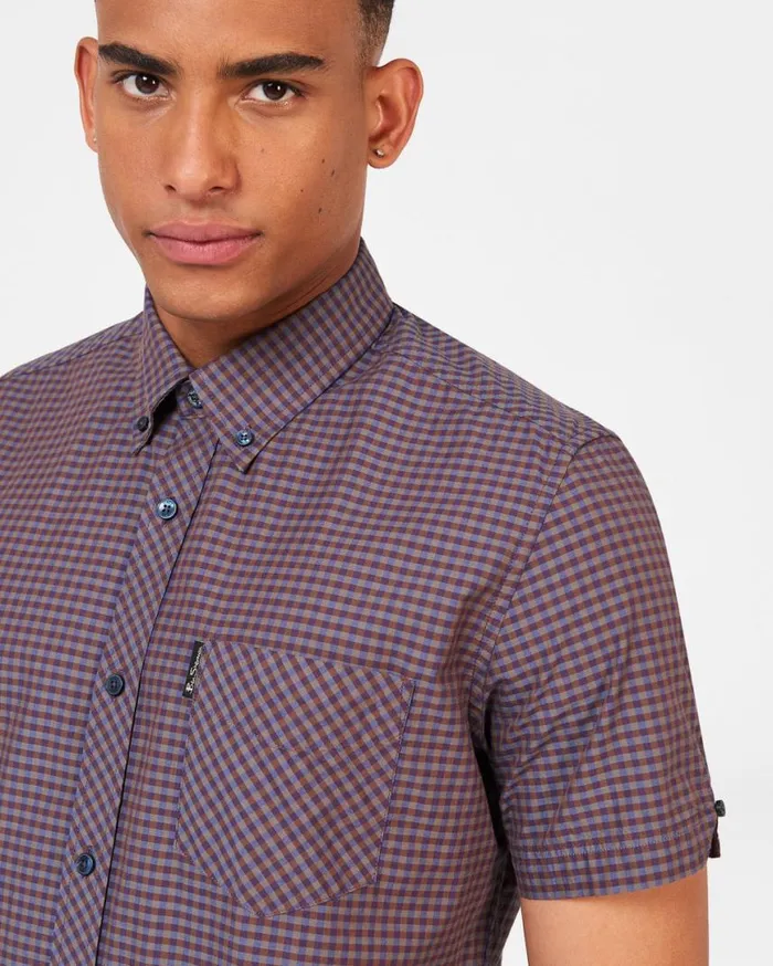 Men Ben Sherman Short Sleeve Shirts Signature Gingham ShortSleeve Shirt 8211 Ginger Men Ben Sherman Short Sleeve Shirts Signature Gingham ShortSleeve Shirt 8211 Ginger