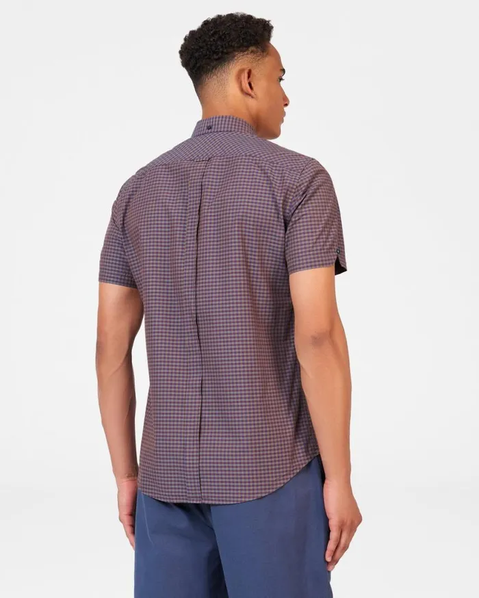 Men Ben Sherman Short Sleeve Shirts Signature Gingham ShortSleeve Shirt 8211 Ginger