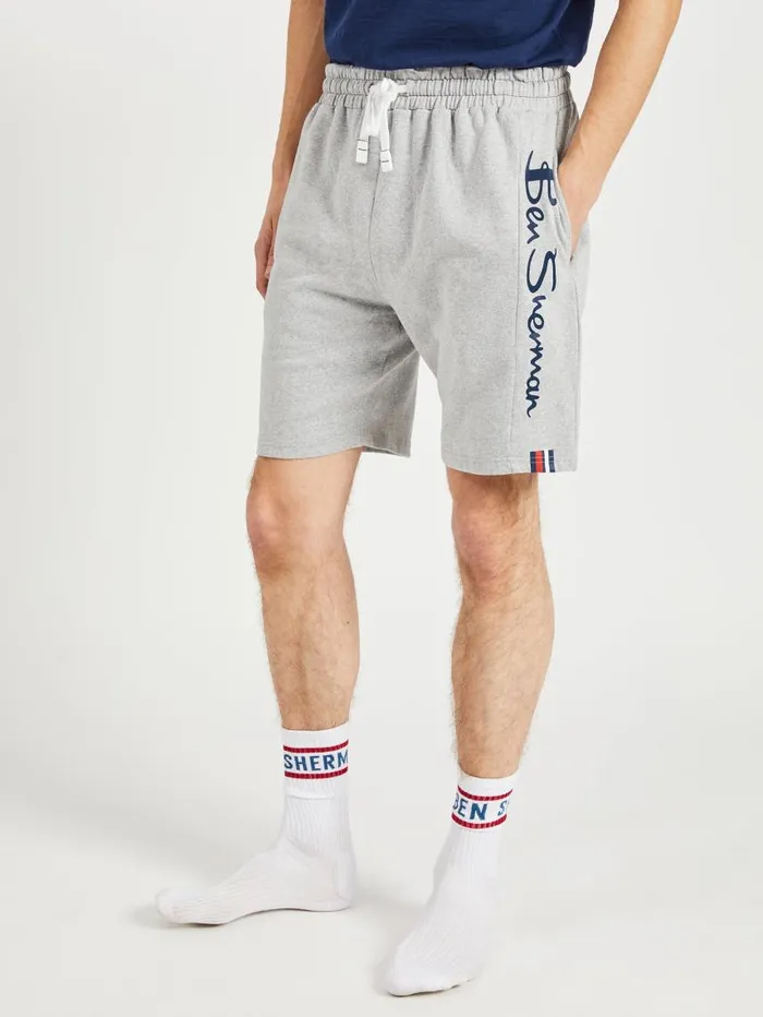 Men Ben Sherman Shorts Casual Knit Logo Shorts 8211 Grey