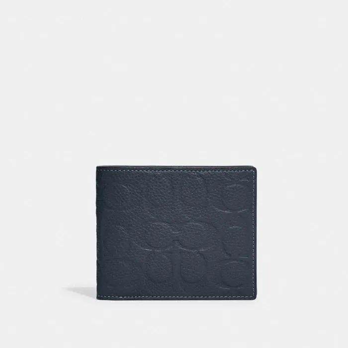 Men Billfolds Coach 3 In 1 Wallet In Signature Leather Dark Denim