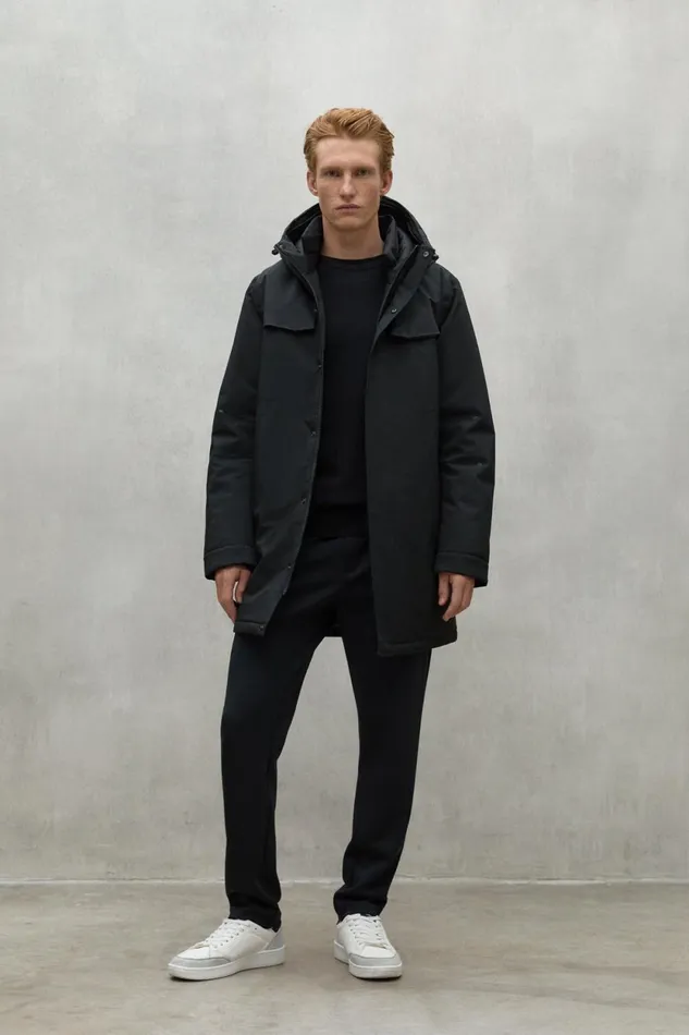 Men Black Rainer Coat Ecoalf Coats And Jackets