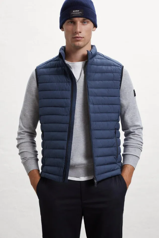 Men Blue Cardiff Vest Ecoalf Vests