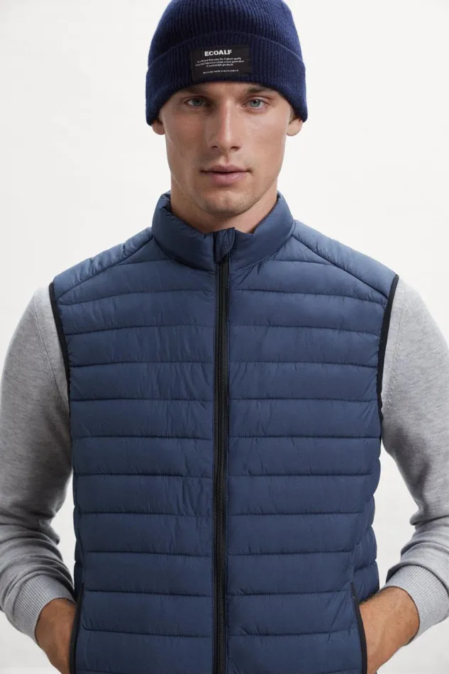 Men Blue Cardiff Vest Ecoalf Vests