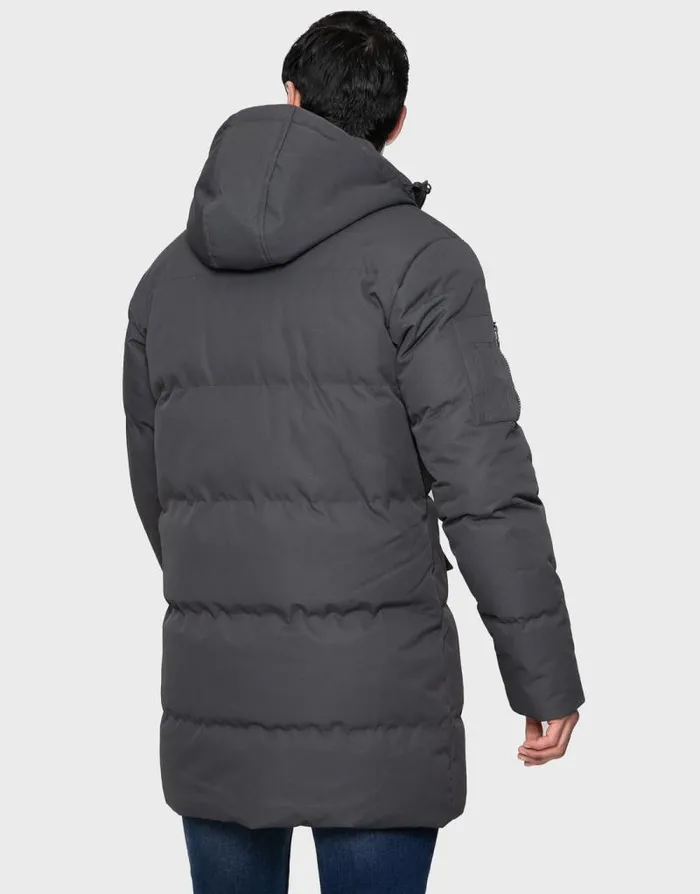 Men Charcoal Grey Longline Padded Jacket Threadbare Coats Men Charcoal Grey Longline Padded Jacket Threadbare Coats