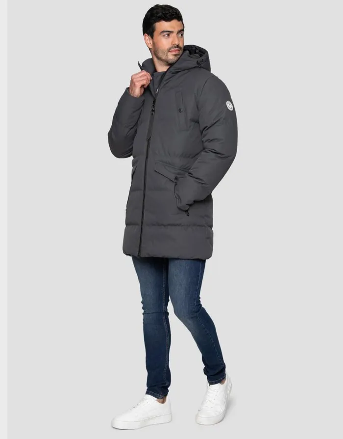 Men Charcoal Grey Longline Padded Jacket Threadbare Coats Men Charcoal Grey Longline Padded Jacket Threadbare Coats
