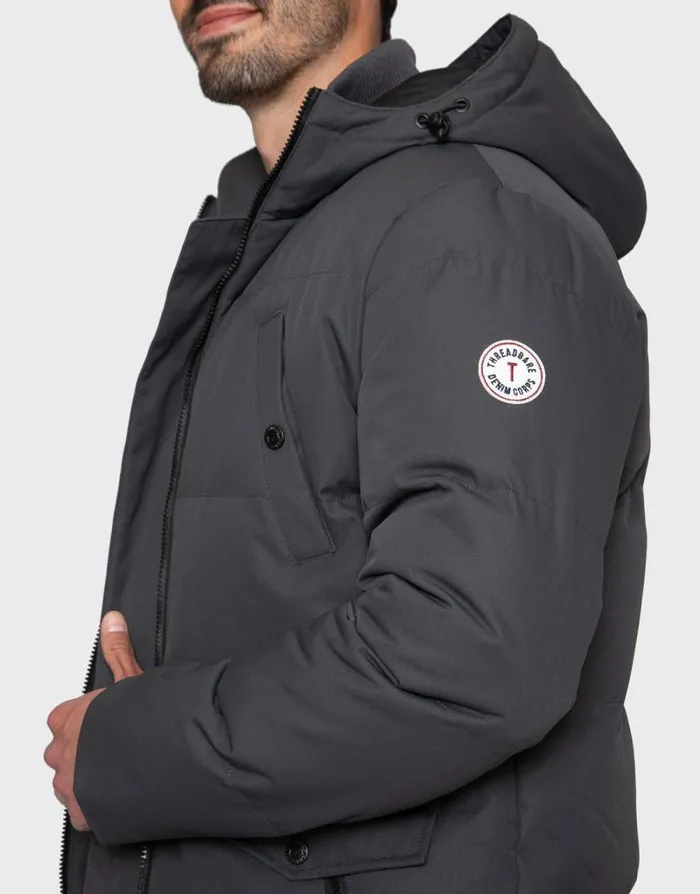Men Charcoal Grey Longline Padded Jacket Threadbare Coats Men Charcoal Grey Longline Padded Jacket Threadbare Coats