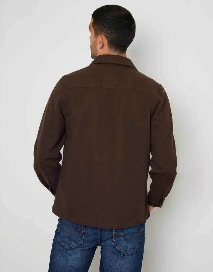 Men Chocolate Faux Wool Button Up Shacket Threadbare Shirts Men Chocolate Faux Wool Button Up Shacket Threadbare Shirts