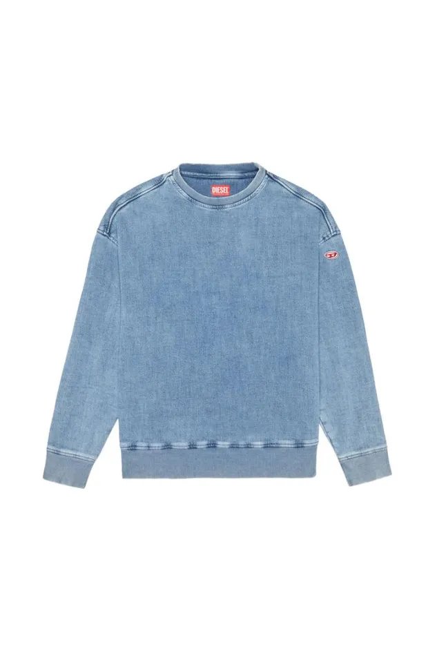 Men DKrib Track Denim Sweatshirt Light Blue Diesel Sweaters Men DKrib Track Denim Sweatshirt Light Blue Diesel Sweaters