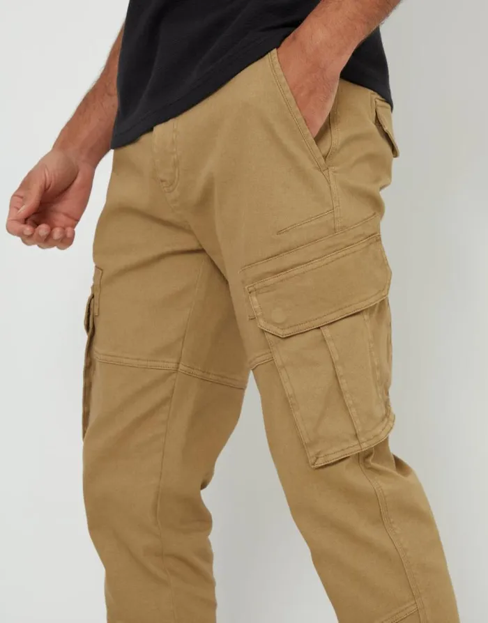 Men Dark Stone Cargo Pocket Stretch Trousers Threadbare Cargo Men Dark Stone Cargo Pocket Stretch Trousers Threadbare Cargo