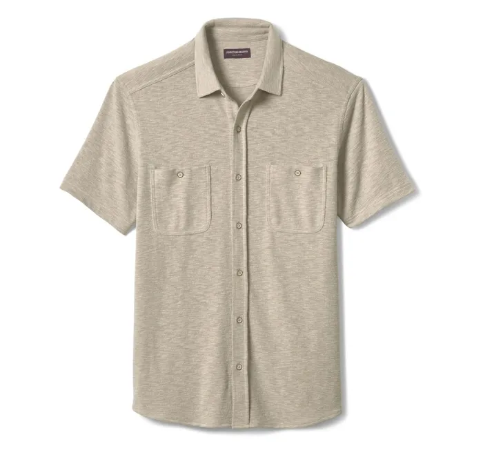 Men Double Pocket Knit Shirt Sand JohnstonandMurphy ShortSleeve Shirts Men Double Pocket Knit Shirt Sand JohnstonandMurphy ShortSleeve Shirts