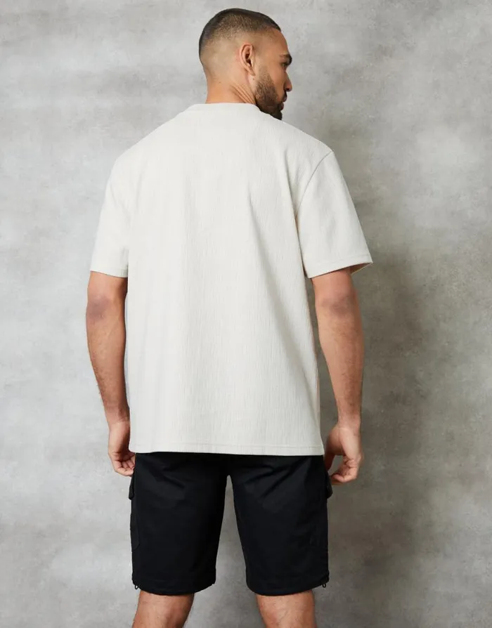 Men Ecru Textured Relaxed Fit TShirt Threadbare TShirts Men Ecru Textured Relaxed Fit TShirt Threadbare TShirts