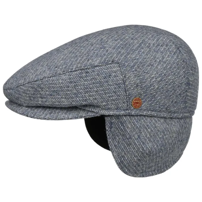 Men Flat Caps Mayser Merlino Check Flat Cap With Ear Flaps Grayblue