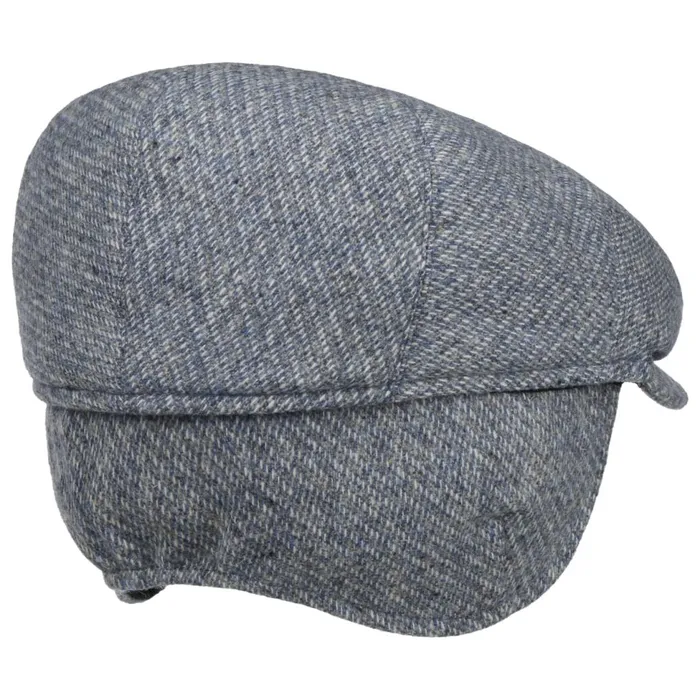 Men Flat Caps Mayser Merlino Check Flat Cap With Ear Flaps Grayblue