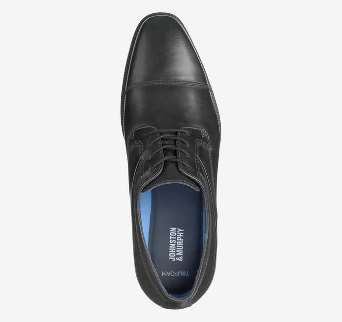 Men Gibbons Cap Toe Black Full Grain JohnstonandMurphy LaceUps
