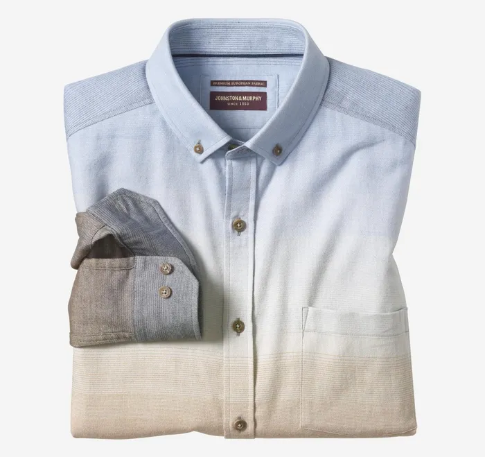 Men Heathered Shirt Bluebrown Brushed Ombre JohnstonandMurphy Shirts