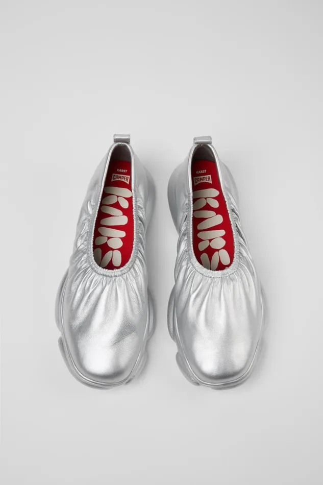 Men Karst Silver Leather Shoes Camper Sneakers Men Karst Silver Leather Shoes Camper Sneakers