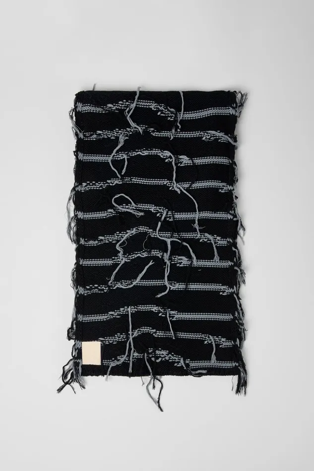 Men Knit Scarf Black Intarsia Knit Scarf Camper Knit Men Knit Scarf Black Intarsia Knit Scarf Camper Knit