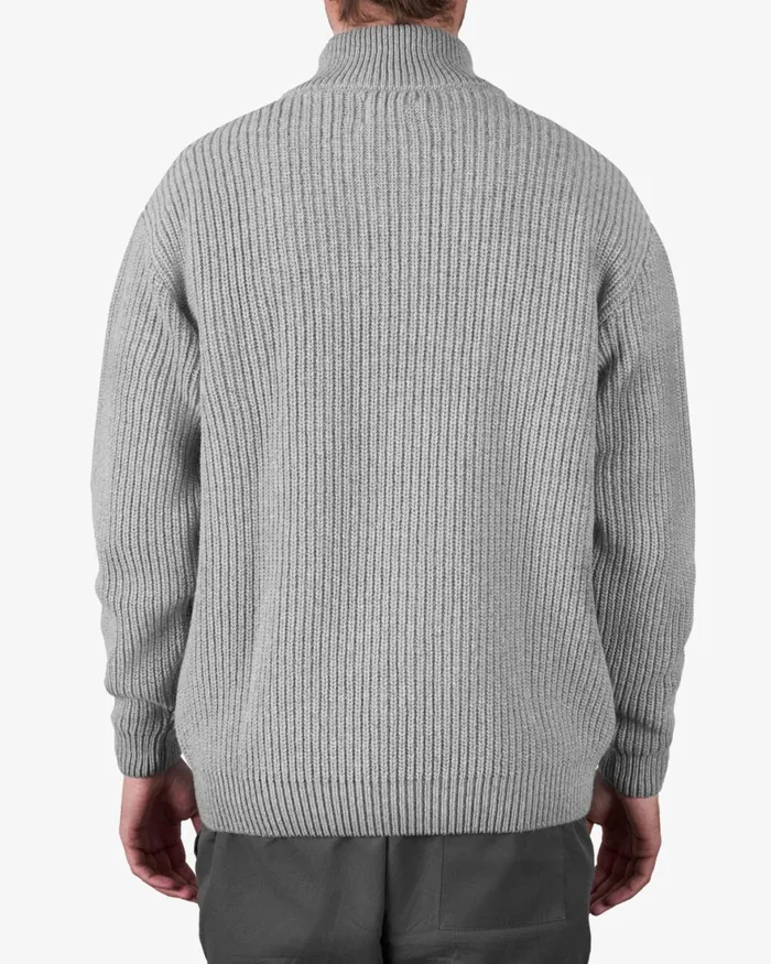 Men Knit Sweaters Colorful Standard Merino Quarter Zip Lava Grey