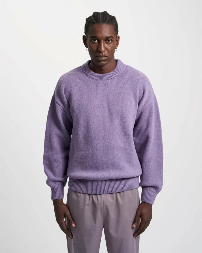 Men Knit Sweaters Colorful Standard Oversized Merino Wool Crew Heather Grey