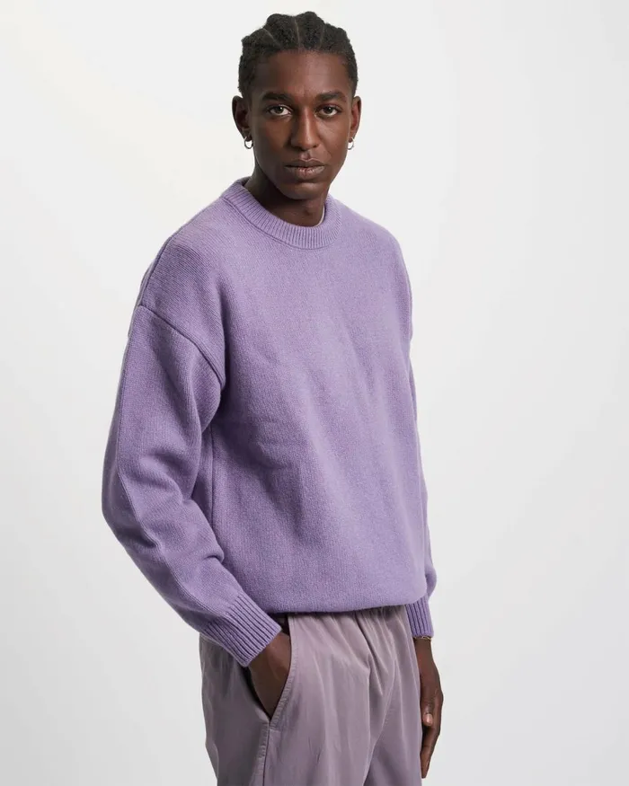 Men Knit Sweaters Colorful Standard Oversized Merino Wool Crew Heather Grey
