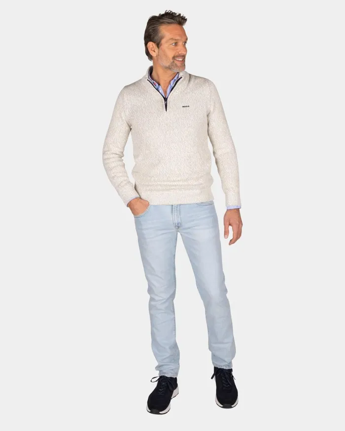 Men Knitwear NZA New Zealand Auckland Beige HalfZip Pullover 8211 Dusty Army