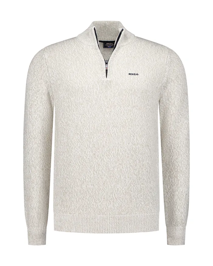 Men Knitwear NZA New Zealand Auckland Beige HalfZip Pullover 8211 Dusty Army