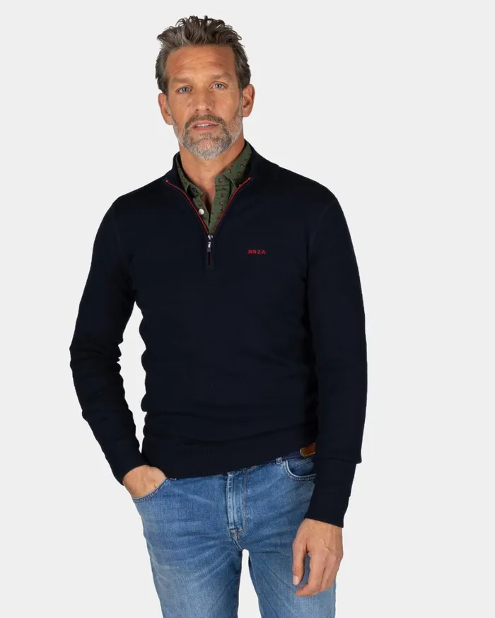 Men Knitwear NZA New Zealand Auckland Pullover With HalfZip In Dark Blue 8211 Winter Navy Men Knitwear NZA New Zealand Auckland Pullover With HalfZip In Dark Blue 8211 Winter Navy