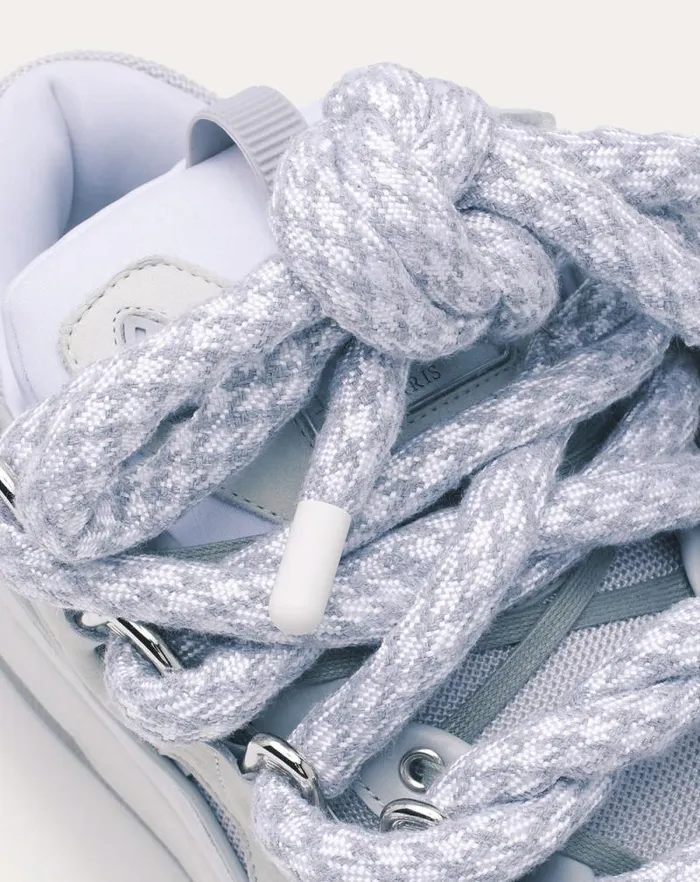 Men Lanvin Curb Curb Sneakers In Leather With Snake Laces Whitegrey Men Lanvin Curb Curb Sneakers In Leather With Snake Laces Whitegrey