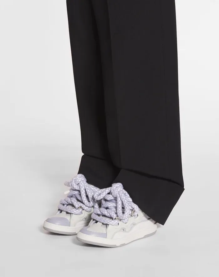 Men Lanvin Curb Curb Sneakers In Leather With Snake Laces Whitegrey Men Lanvin Curb Curb Sneakers In Leather With Snake Laces Whitegrey